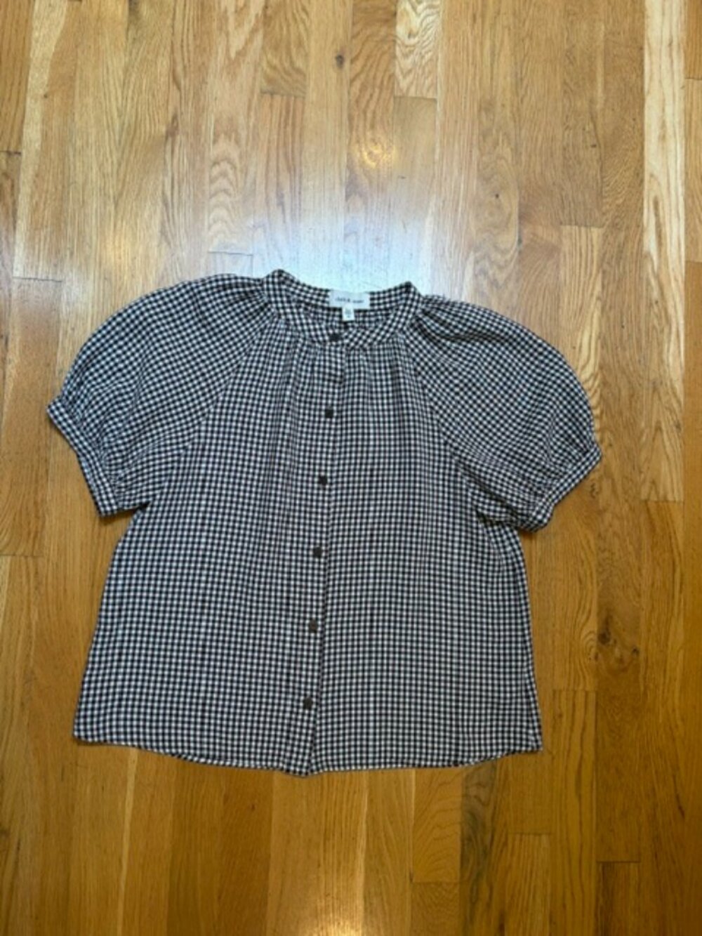 Evereve Cloth and Stone Gingham Raglan Blouse Medium - Picture 10 of 11